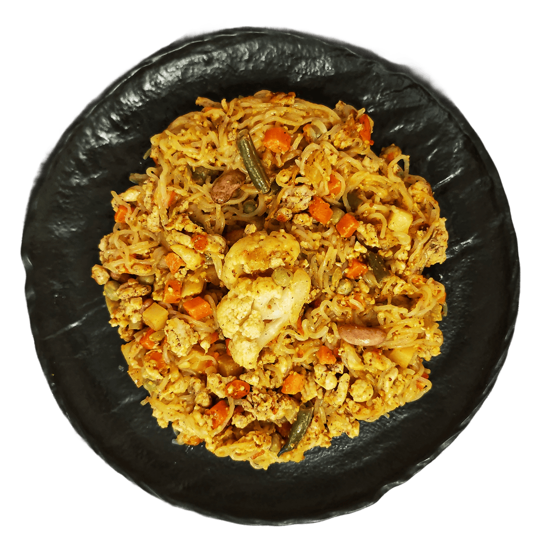 Wok из спагетти ширатаки с овощами и фаршем из индейки
