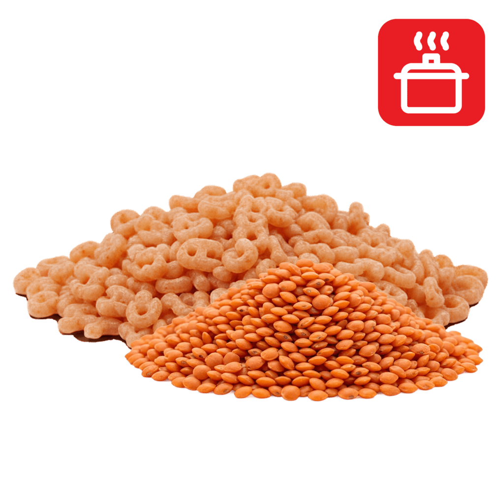 Макароны «алфавит» из муки красной чечевицы отварные