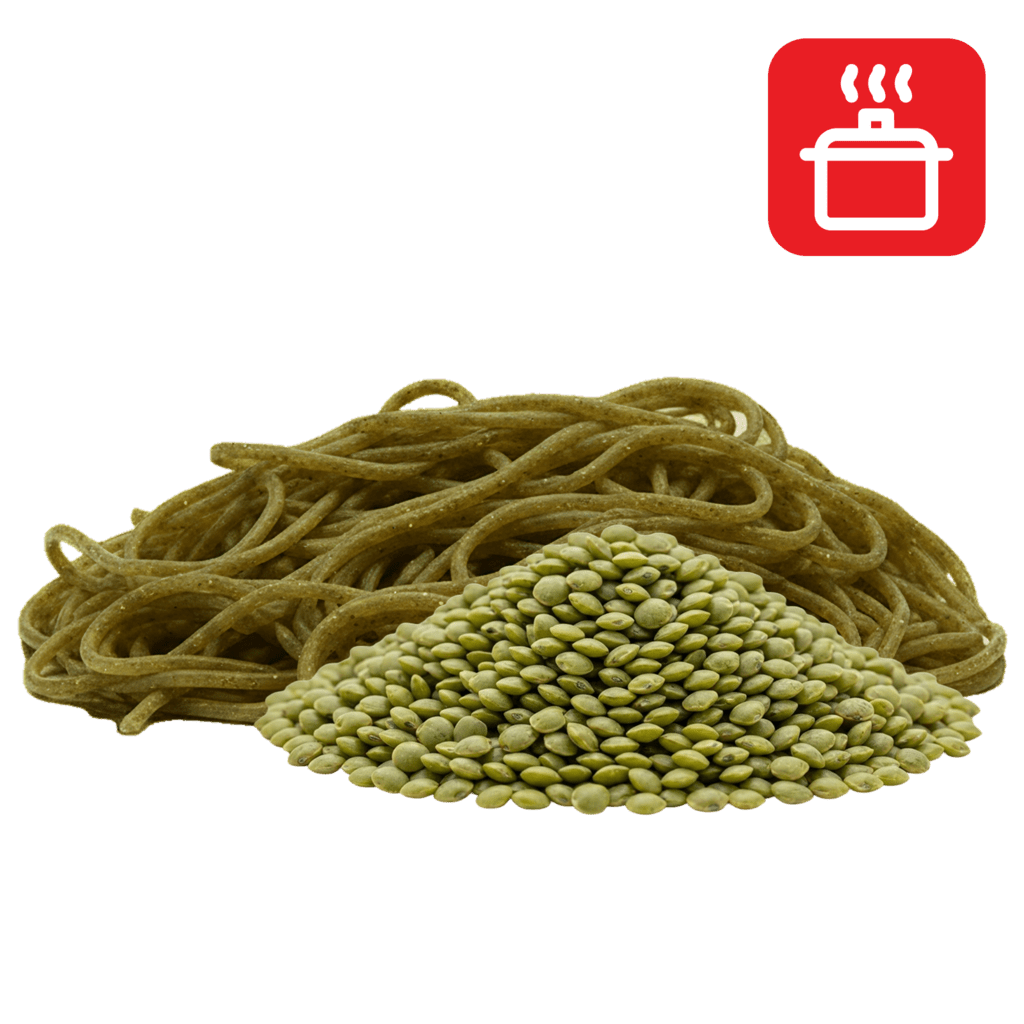 Капеллини из муки зеленой чечевицы отварные