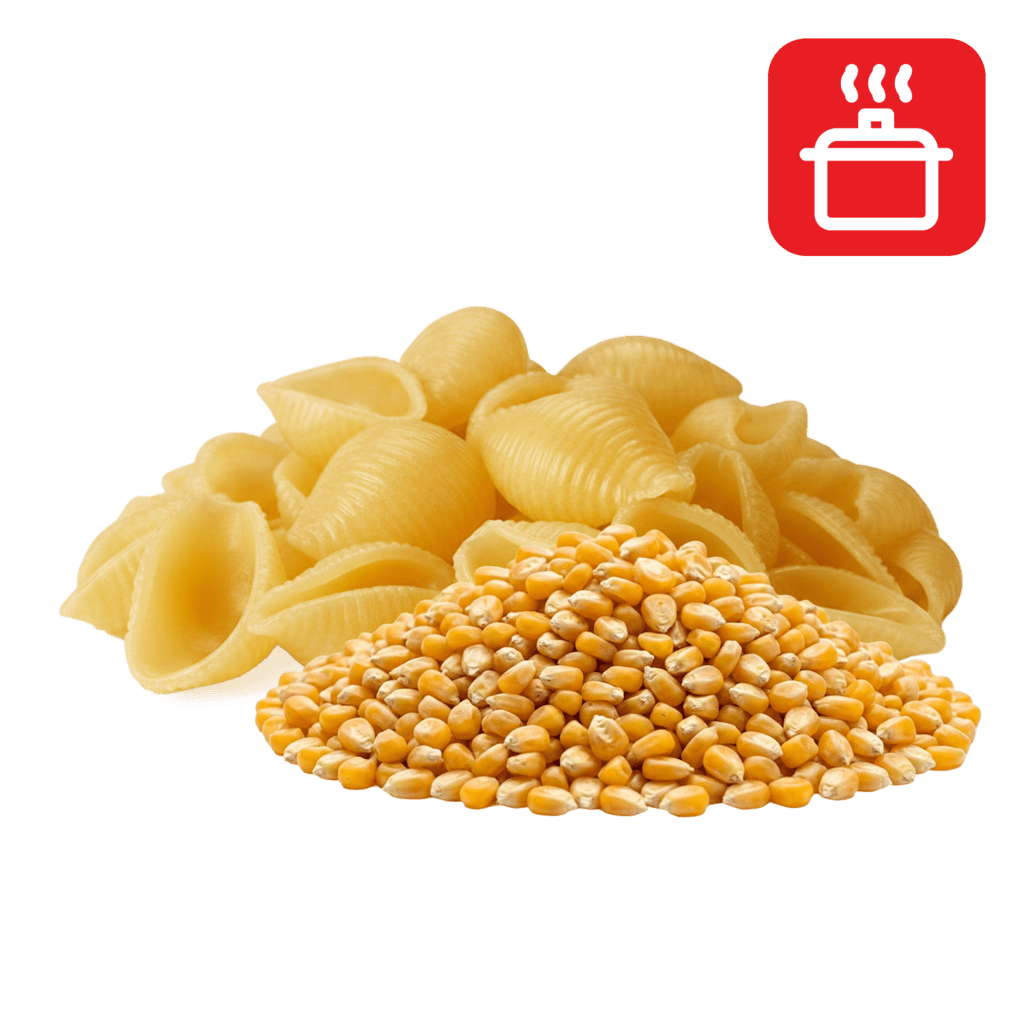 Конкилье из кукурузной муки отварные