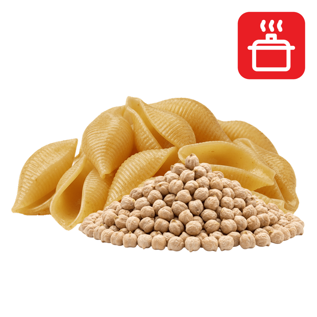 Конкильони из нутовой муки отварные
