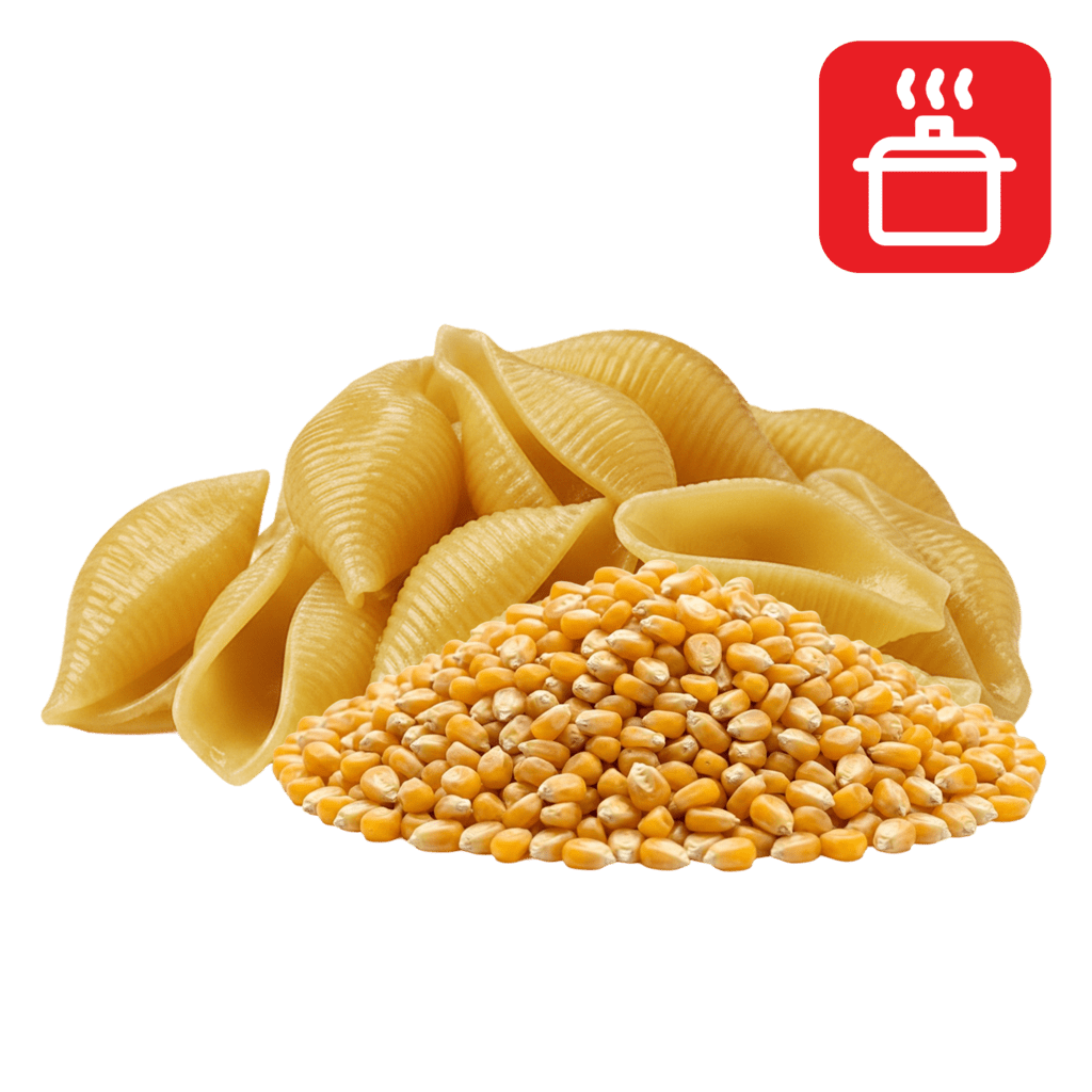 Конкильони из кукурузной муки отварные