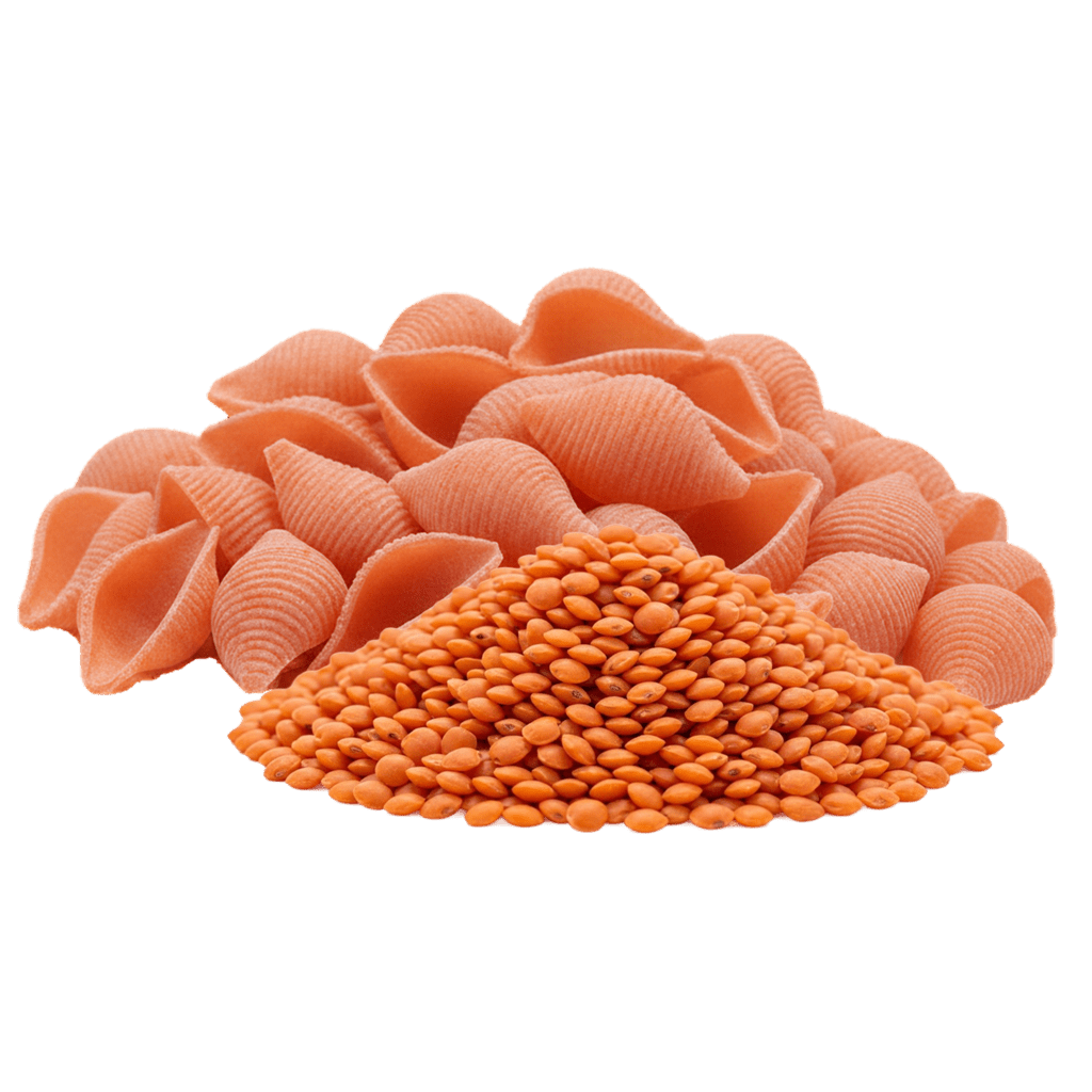 Конкильони из муки красной чечевицы