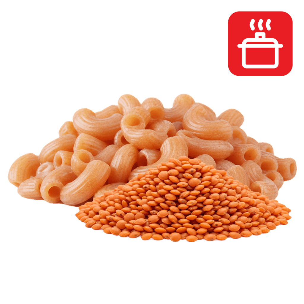 Рожки из муки красной чечевицы отварные