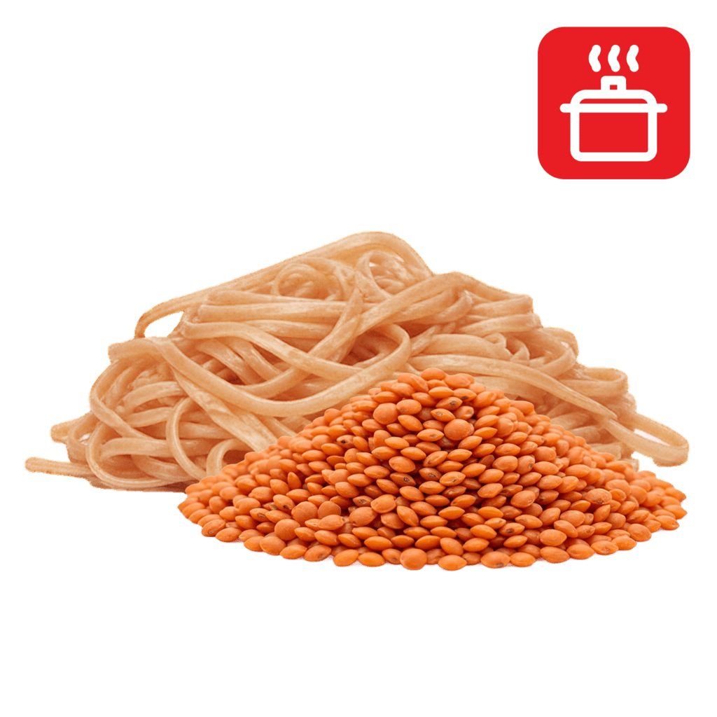 Лингвини из муки красной чечевицы отварные
