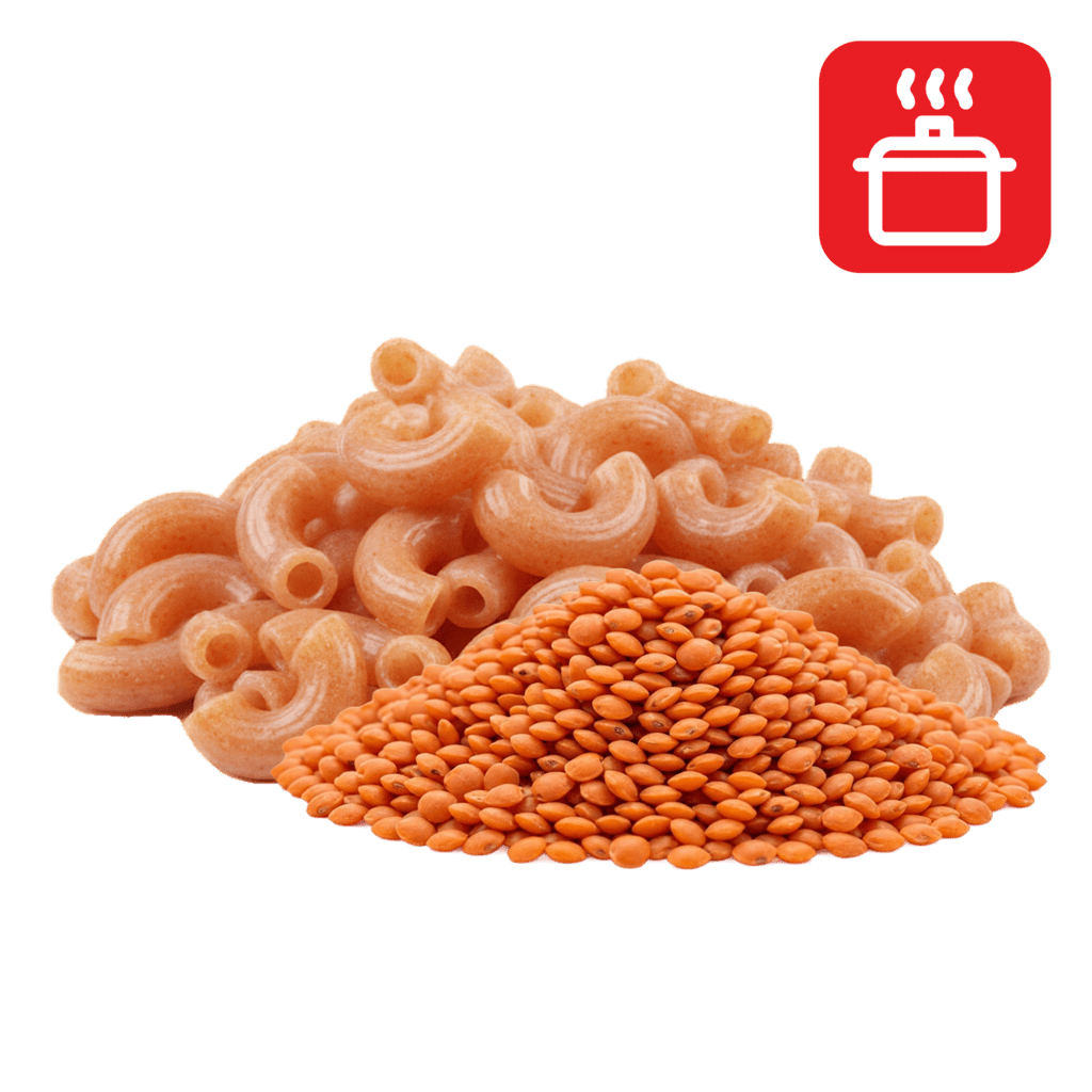 Маккерони из муки красной чечевицы отварные