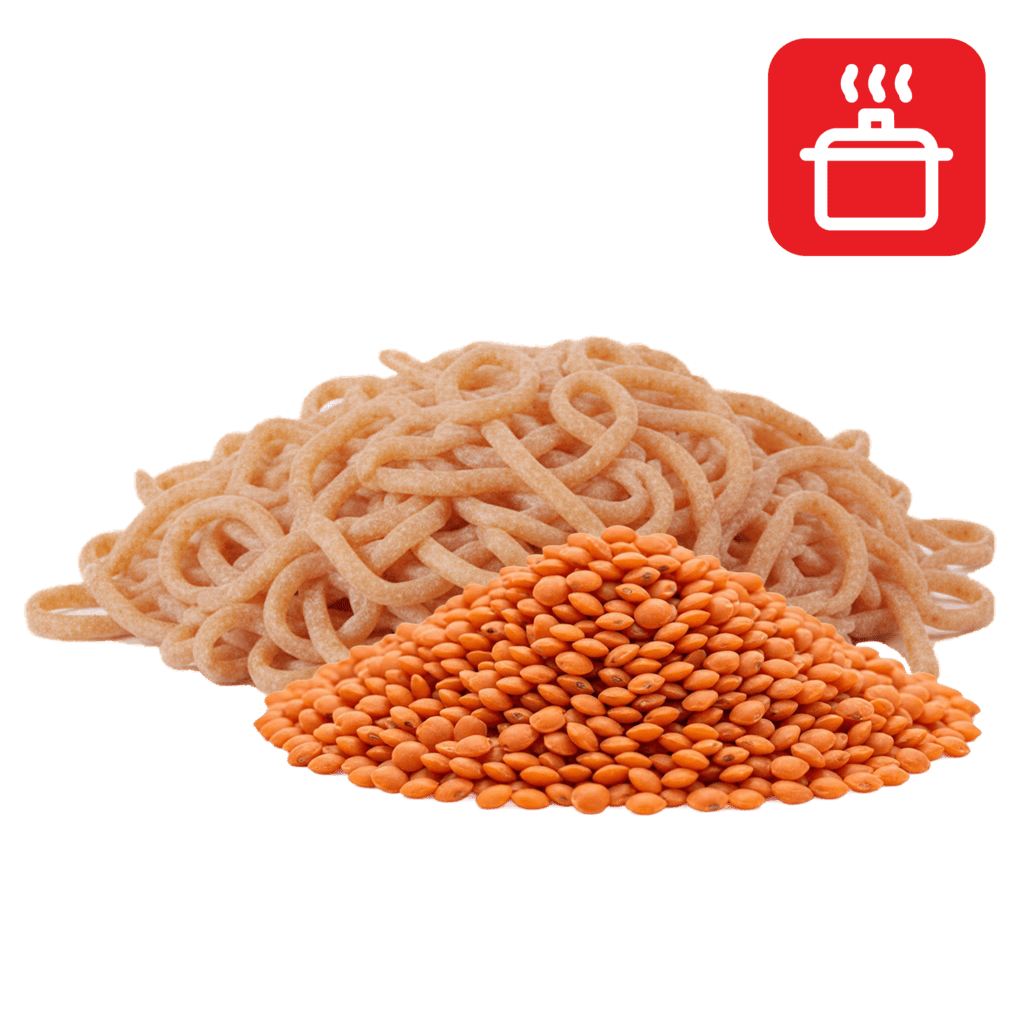 Лапша из муки красной чечевицы отварная
