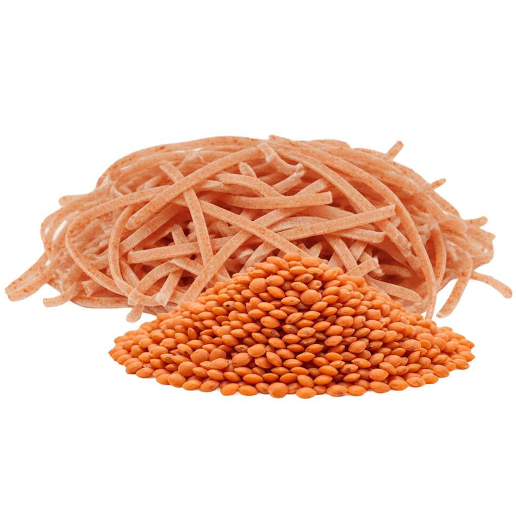 Лапша из муки красной чечевицы