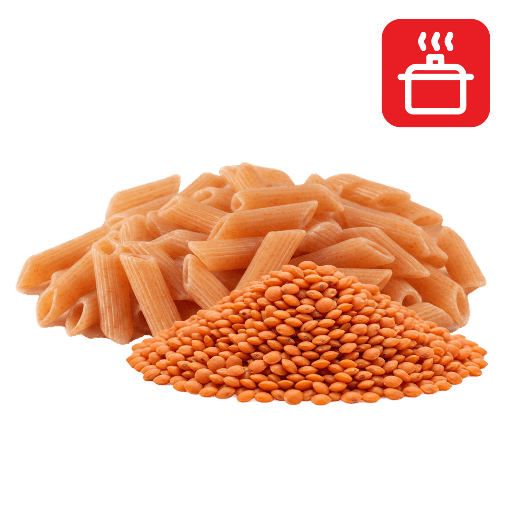 Пенне ригате из муки красной чечевицы отварные