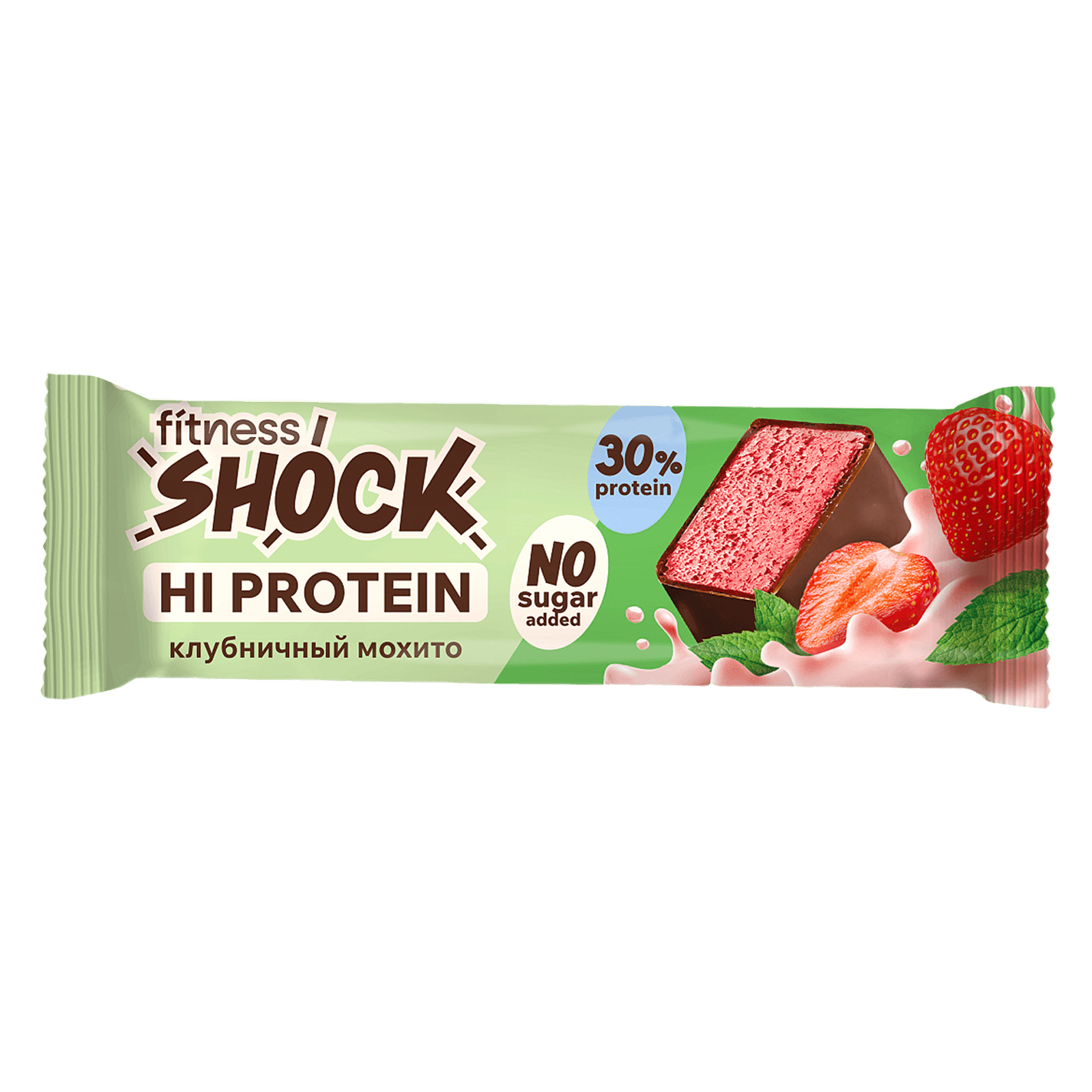 Протеиновый батончик HI PROTEIN FitnesShock «Клубничный мохито»