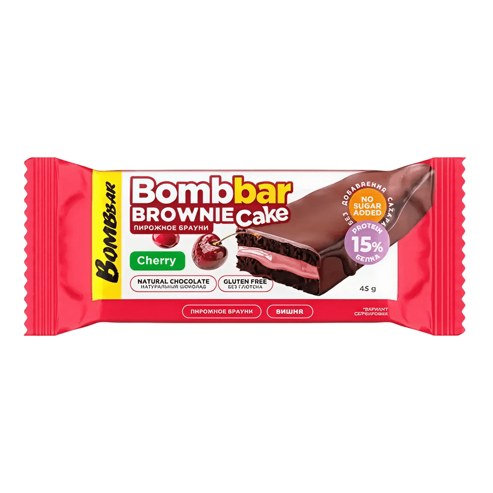 Протеиновый брауни Bombbar Cake Брауни с вишней