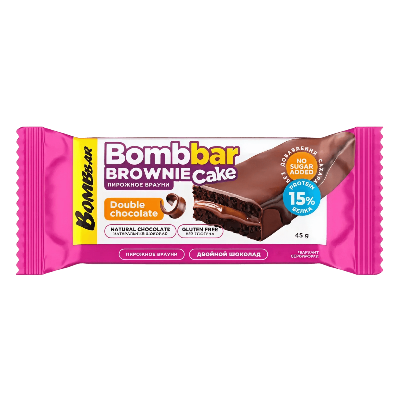 Протеиновый брауни Bombbar Cake Двойной шоколад